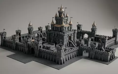 Fotorealistische Studioaufnahme von Festungsbausatz zum Thema LEGO Minecraft Die Festung, klare Lichtfuehrung - Foto: THN