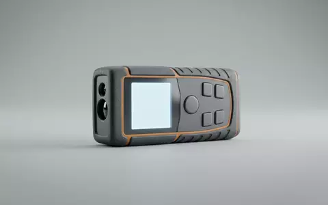Fotorealistische Studioaufnahme von Laserentfernungsmesser zum Thema Leica DISTO D2 Laser-Entfernungsmesser, klare Lichtfuehrung - Foto: THN