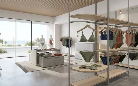 Architektur-Render im Bademodengeschaeft mit Bikini-Set zum Thema Hurley Damen Bikini-Set Quick, neutrales Tageslicht - Foto: THN