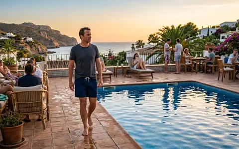 Fotorealistische Aufnahme von Badeshorts am Pool zum Thema Hurley Herren Phantom 18, warmes Abendlicht - Foto: THN