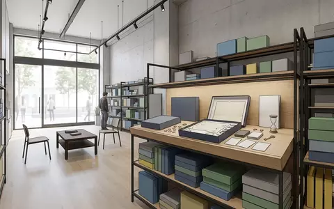 Architektur-Render im Spieleladen mit Raetselspiel zum Thema EXIT, neutrales Tageslicht, sachlich dargestellt - Foto: THN