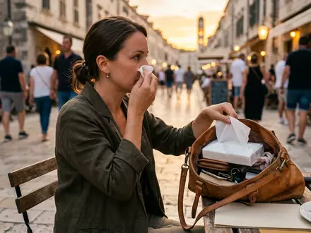 Fotorealistische Aufnahme von Taschentuecher unterwegs abends zum Thema Kleenex Taschentücher 3-lagig, warmes Abendlicht - Foto: THN