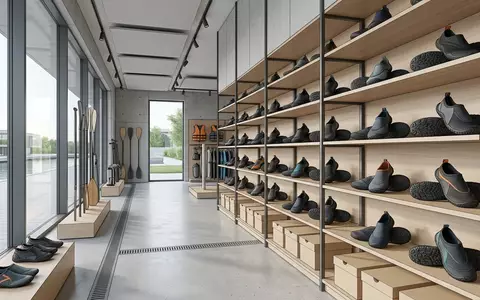 Architektur-Render im Wassersport Laden mit Wasserschuhe zum Thema Beco Herren Badeschuhe Aqua-Sportschuhe, neutrales Tageslicht - Foto: THN