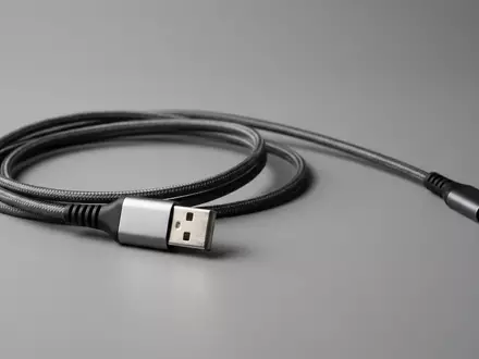 Fotorealistische Studioaufnahme von USB Ladekabel zum Thema Baseus USB-A auf Lightning, klare Lichtfuehrung - Foto: THN