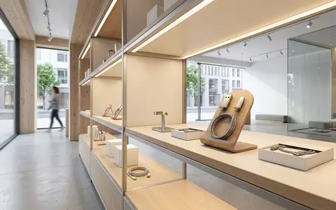 Architektur-Render im Elektronikzubehoer Laden mit USB Ladekabel zum Thema Baseus USB-A auf Lightning, neutrales Tageslicht - Foto: THN