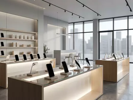 Architektur-Render im Handygeschaeft mit Smartphone zum Thema OnePlus 13R 128GB, neutrales Tageslicht - Foto: THN