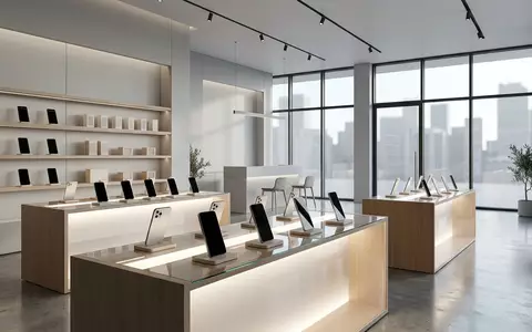 Architektur-Render im Handygeschaeft mit Smartphone zum Thema OnePlus 13R 128GB, neutrales Tageslicht - Foto: THN