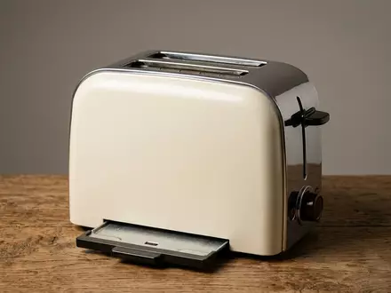 Fotorealistische Studioaufnahme von Zweischeibentoaster zum Thema Smeg TSF01 50s Style, klare Lichtfuehrung - Foto: THN