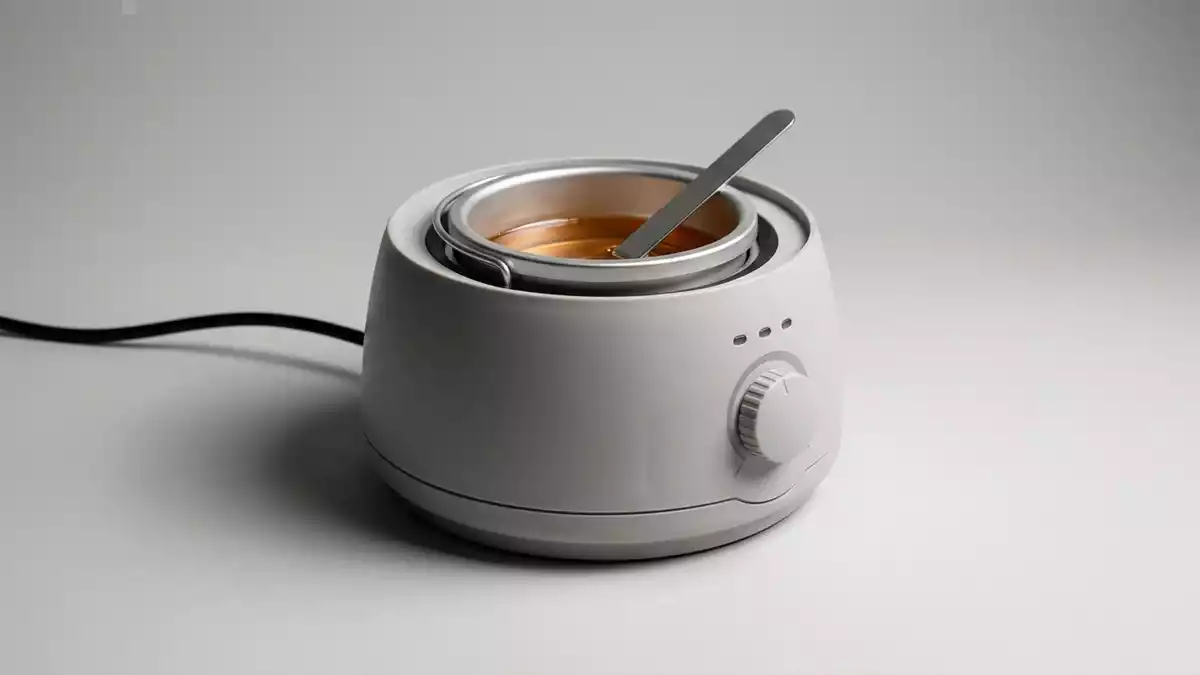 Fotorealistische Studioansicht von Warmwachsgeraet in neutraler Produktdarstellung