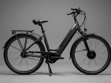 Fotorealistische Studioaufnahme von Elektrofahrrad zum Thema Velobecane Easy E-Bike 250W, klare Lichtfuehrung - Foto: THN