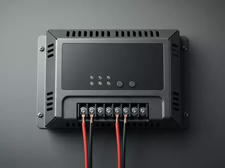 Fotorealistische Studioaufnahme von Solarladeregler zum Thema Victron Energy SmartSolar MPPT, klare Lichtfuehrung - Foto: THN