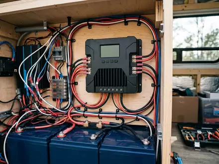 Fotorealistische Aufnahme von Solarladeregler im Wohnmobil zum Thema Victron Energy SmartSolar MPPT, natuerliches Licht - Foto: THN