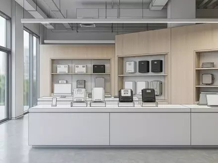 Architektur-Render im Energieausstellung mit Solarladeregler zum Thema Victron Energy SmartSolar MPPT, neutrales Tageslicht - Foto: THN