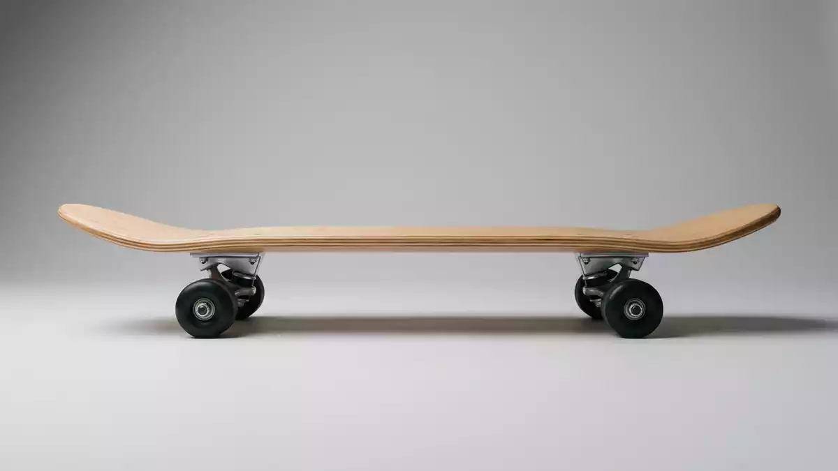 Fotorealistische Studioansicht von Skateboard in neutraler Produktdarstellung, neutral