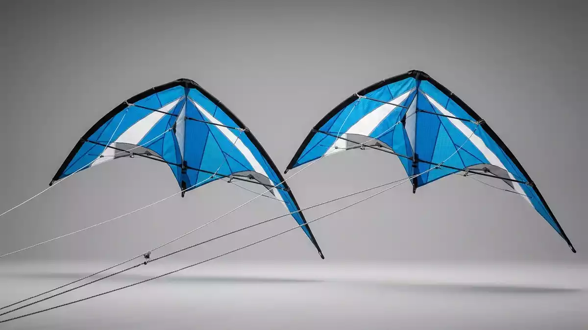 Fotorealistische Studioansicht von Lenkdrachen in neutraler Produktdarstellung