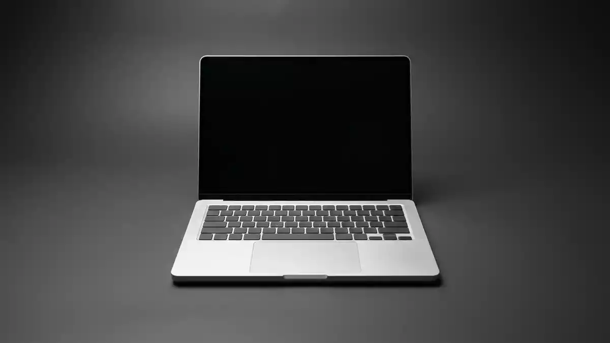 Fotorealistische Studioansicht von Allround-Notebook in neutraler Produktdarstellung