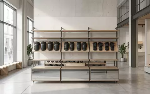 Architektur-Render im Skate-Shop mit Protektoren-Set zum Thema 187 Killer Pads Combo, neutrales Tageslicht - Foto: THN