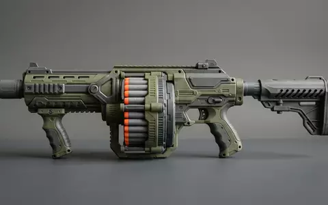 Fotorealistische Studioaufnahme von Schaumstoffblaster zum Thema Nerf Elite 2.0 Shockwave, klare Lichtfuehrung - Foto: THN