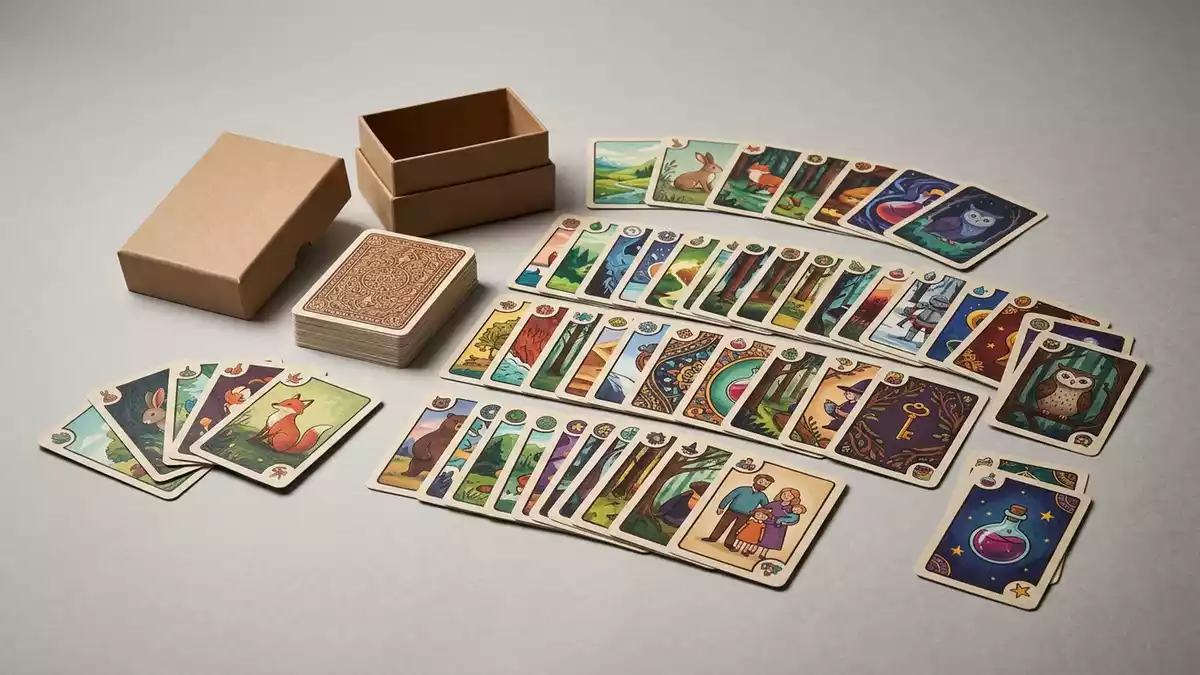 Fotorealistische Studioansicht von Kartenspiel in neutraler Produktdarstellung