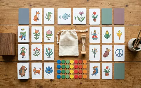 Flatlay-Arrangement rund um Kartenspiel zum Thema Monopoly Deal, weiches Oberlicht, sachlich dargestellt - Foto: THN