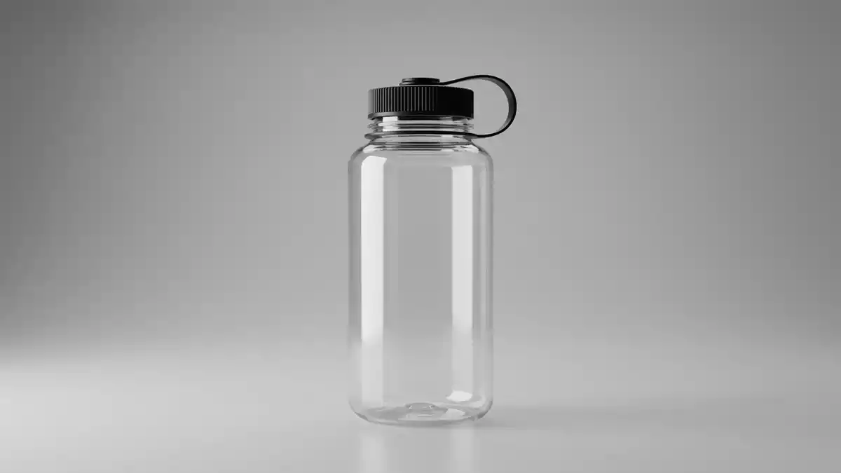 Fotorealistische Studioansicht von Trinkflasche in neutraler Produktdarstellung