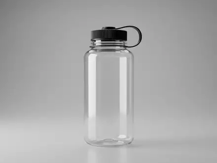 Fotorealistische Studioaufnahme von Trinkflasche zum Thema Nalgene Wide Mouth 1L, klare Lichtfuehrung - Foto: THN