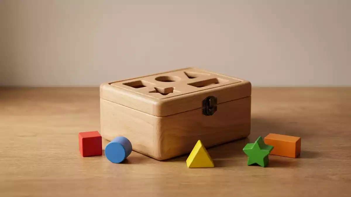 Fotorealistische Studioansicht von Steckspiel in neutraler Produktdarstellung, neutral