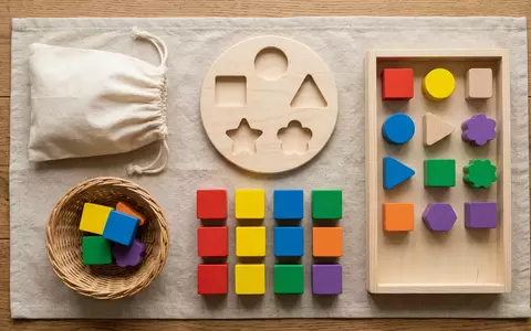 Flatlay-Arrangement rund um Steckspiel zum Thema HABA Meine ersten Steckspiele, weiches Oberlicht - Foto: THN