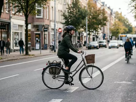 Fotorealistische Aufnahme von City-Fahrrad auf dem Arbeitsweg zum Thema Raleigh Rushhour 9 Cityrad, natuerliches Licht - Foto: THN