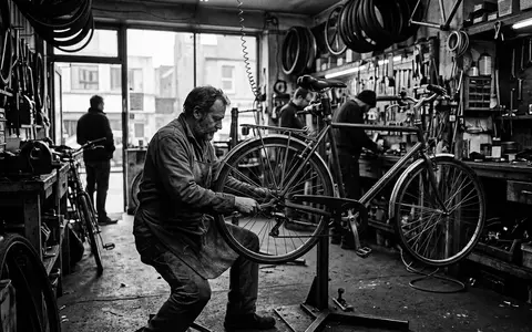 Schwarzweiss-Reportage mit City-Fahrrad zum Thema Raleigh Rushhour 9 Cityrad, hoher Kontrast, sachlich dargestellt - Foto: THN