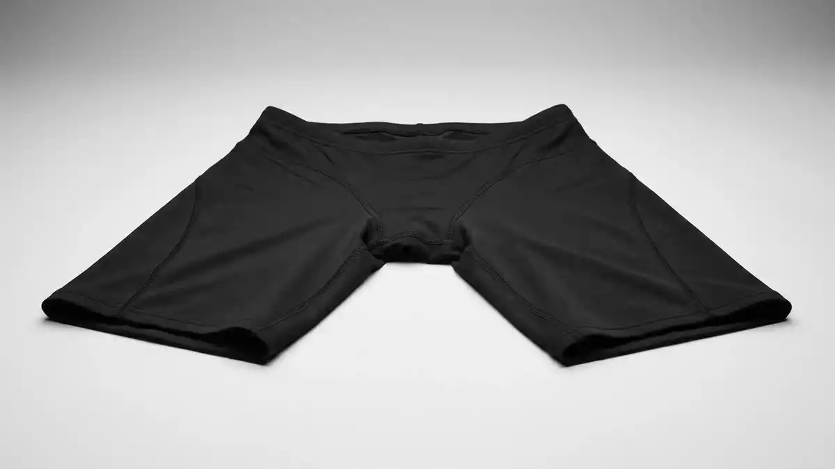 Fotorealistische Studioansicht von Schwimmhose in neutraler Produktdarstellung