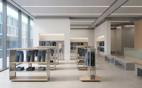 Architektur-Render im Schwimmsportgeschaeft mit Schwimmhose zum Thema Orca Herren Core Race, neutrales Tageslicht - Foto: THN