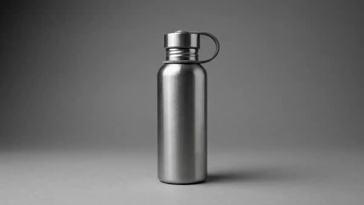 Fotorealistische Studioansicht von Isolierflasche in neutraler Produktdarstellung
