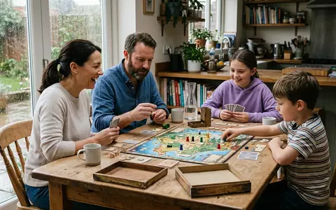Fotorealistische Aufnahme von Brettspiel am Esstisch zum Thema Zug um Zug, natuerliches Licht - Foto: THN