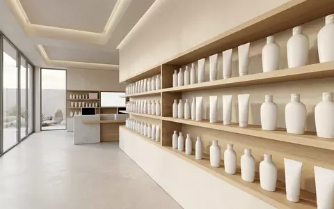 Architektur-Render im Sonnenpflege Boutique mit Sonnenschutz zum Thema Banana Boat Sport Sonnenschutz, neutrales Tageslicht - Foto: THN