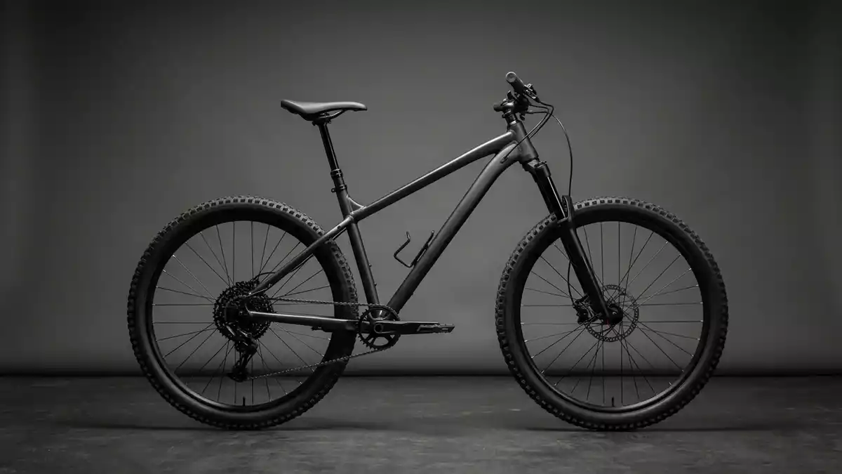 Fotorealistische Studioansicht von Mountainbike in neutraler Produktdarstellung