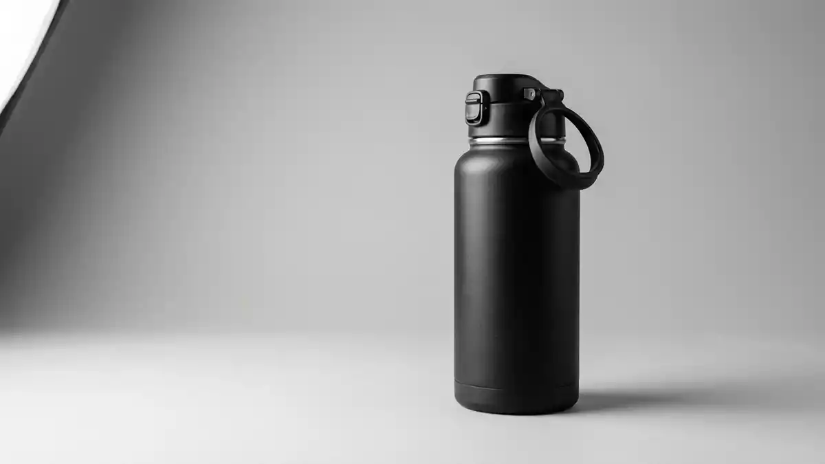 Fotorealistische Studioansicht von Trinkflasche in neutraler Produktdarstellung