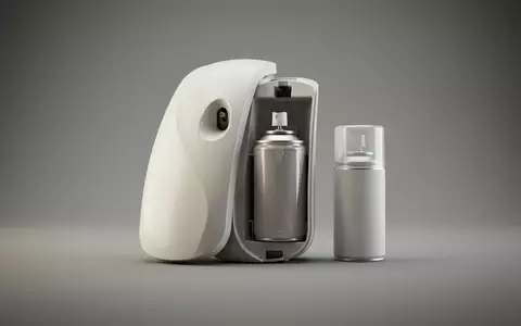 Fotorealistische Studioaufnahme von Duftspender zum Thema Air Wick Freshmatic Starter, klare Lichtfuehrung - Foto: THN