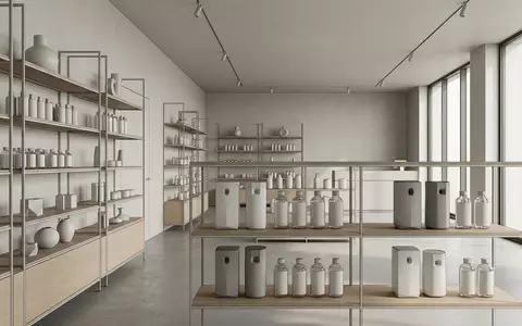 Architektur-Render im Wohnaccessoiregeschaeft mit Duftspender zum Thema Air Wick Freshmatic Starter, neutrales Tageslicht - Foto: THN