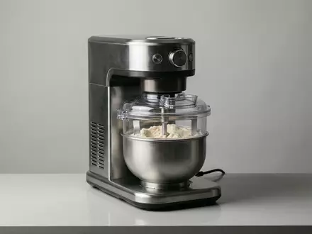 Fotorealistische Studioaufnahme von Eismaschine zum Thema Cuisinart ICE-100BCU Eismaschine Kompressor, klare Lichtfuehrung - Foto: THN