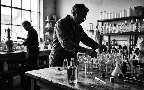 Schwarzweiss-Reportage mit Parfuem zum Thema Guerlain La Petite Robe, hoher Kontrast, sachlich dargestellt - Foto: THN