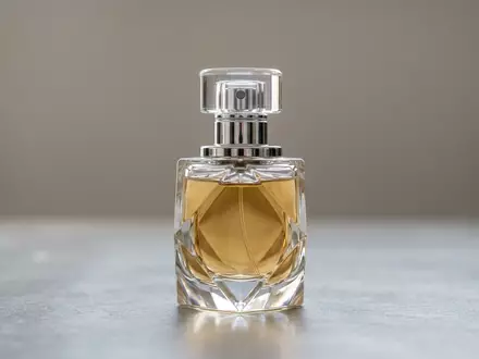 Fotorealistische Studioaufnahme von Parfuem zum Thema Guerlain Shalimar Eau de, klare Lichtfuehrung - Foto: THN