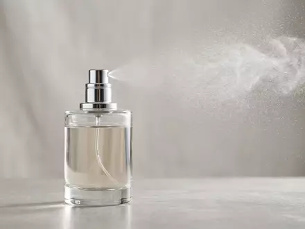 Fotorealistische Studioaufnahme von Eau de Parfum zum Thema Hermès Twilly d'Hermès EdP, klare Lichtfuehrung - Foto: THN