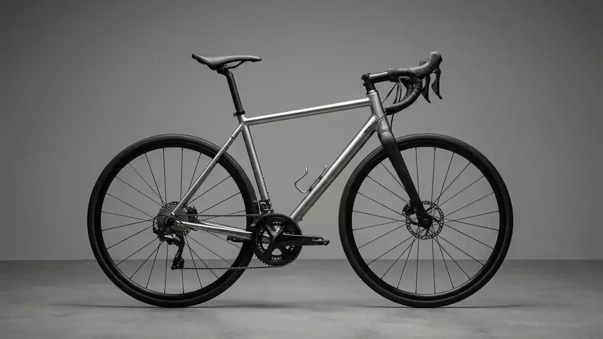 Fotorealistische Studioansicht von Rennrad in neutraler Produktdarstellung, neutral