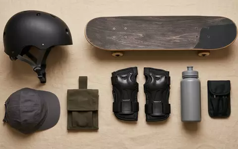 Flatlay-Arrangement rund um Handgelenkschutz zum Thema Triple Eight Saver Series, weiches Oberlicht - Foto: THN