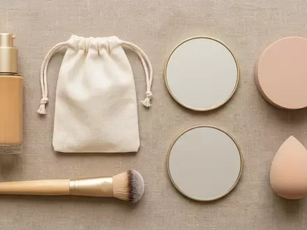 Flatlay-Arrangement rund um Fluessigfoundation zum Thema Huda Beauty FauxFilter Foundation, weiches Oberlicht - Foto: THN