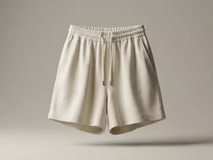 Fotorealistische Studioaufnahme von Strandshorts zum Thema Quiksilver Damen Strand-Shorts Highwaist, klare Lichtfuehrung - Foto: THN