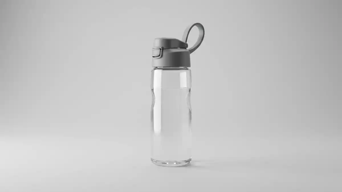 Fotorealistische Studioansicht von Trinkflasche in neutraler Produktdarstellung