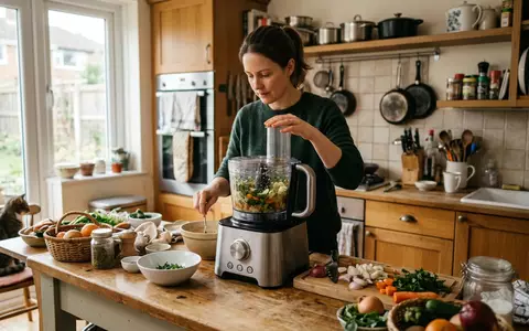Fotorealistische Aufnahme von Kuechenmaschine in der Kueche zum Thema Vorwerk Thermomix TM6 Küchenmaschine, natuerliches Licht - Foto: THN