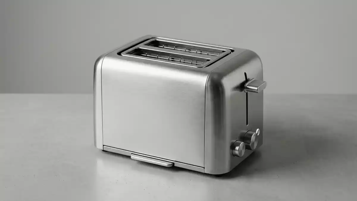 Fotorealistische Studioansicht von Zweischeibentoaster in neutraler Produktdarstellung